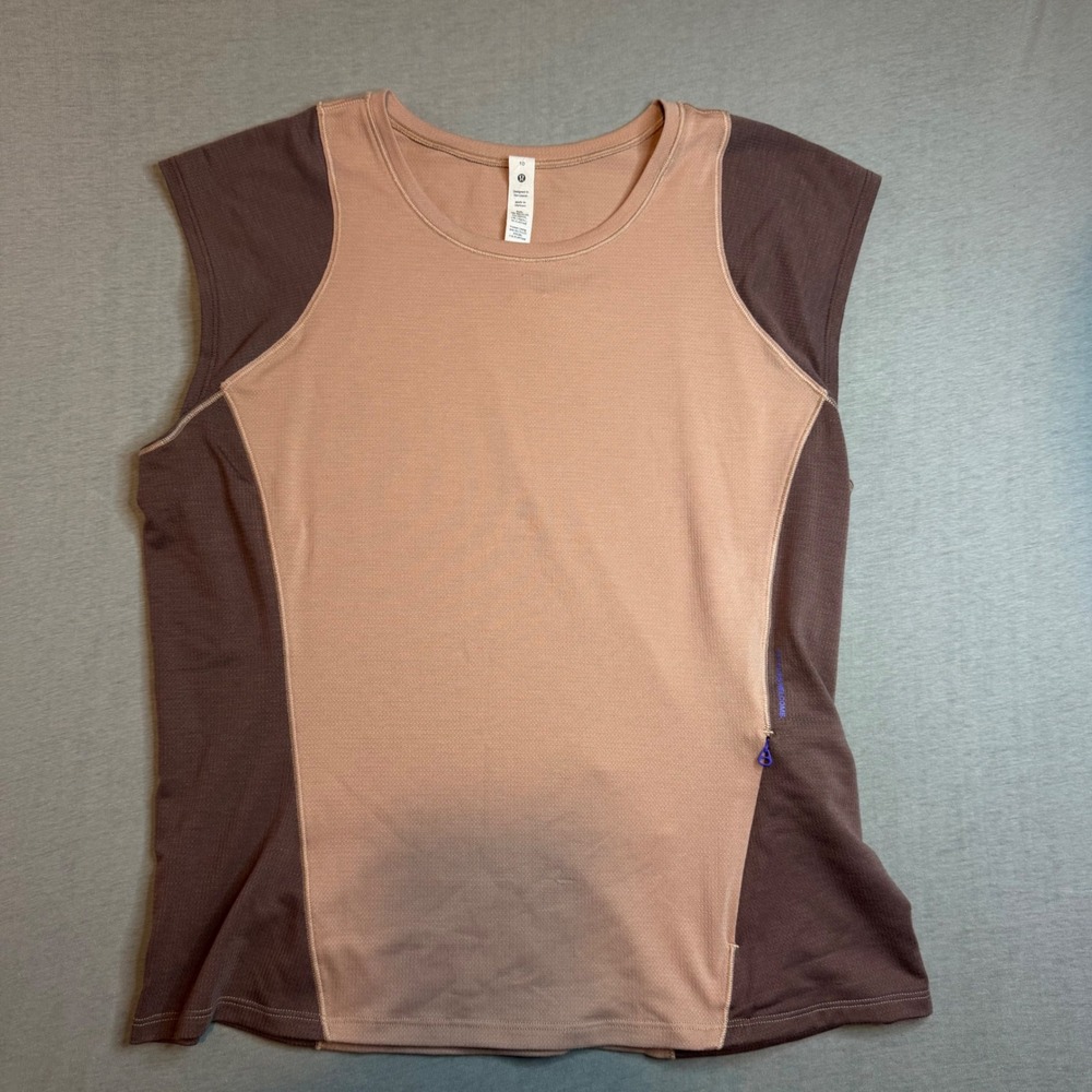 Lululemon Swiftly Tech Short Sleeve Athletic Top Brown Tan Size 10‎ hiking